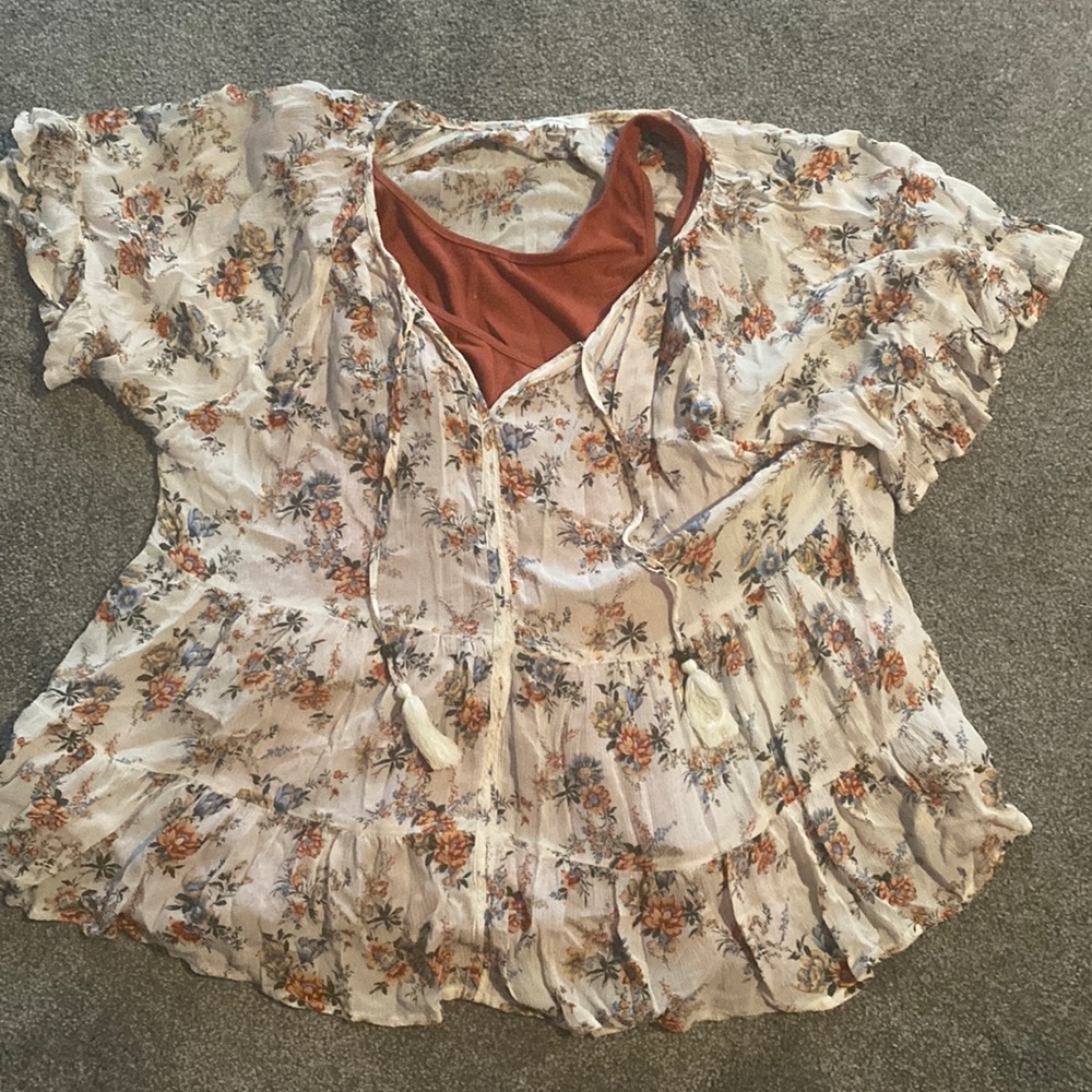 Blouse with tank top underneath